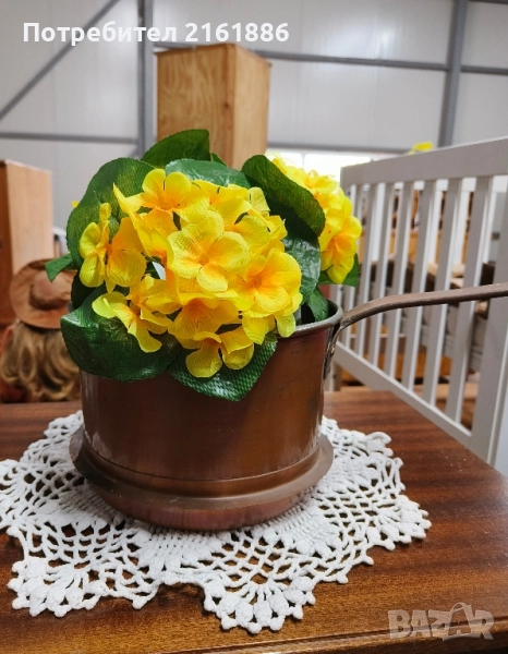 Меден тиган използван за кашпа , снимка 1