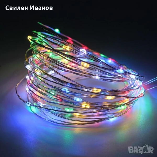 Мини LED /диодни/ лампички на батерии - 3 метра.Водоустойчиви - подходящи за външно и вътрешно ползв, снимка 1