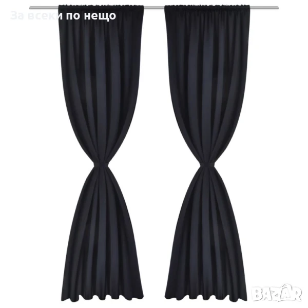 2 бр. Черни затъмняващи завеси с горен подгъв за корниз 135 x 245 cм Код P1019, снимка 1