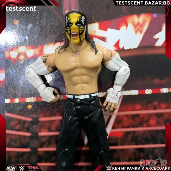 Екшън фигура WWE Jeff Hardy Ruthless Aggression Джеф Харди  играчка Jakks Pacific yellow face paint, снимка 1