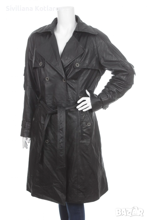 Дамско кожено манто Julia S Roma - черно, естествена кожа, снимка 1