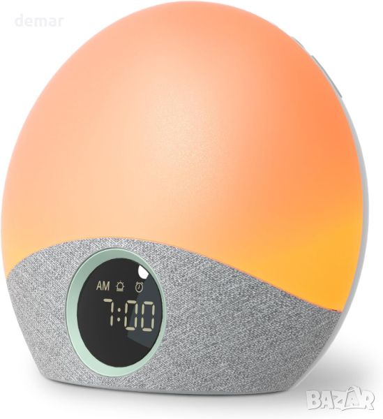 Будилник momcozy Sunrise, 30 успокояващи звука за сън, цифров часовник, цветна нощна светлина, снимка 1