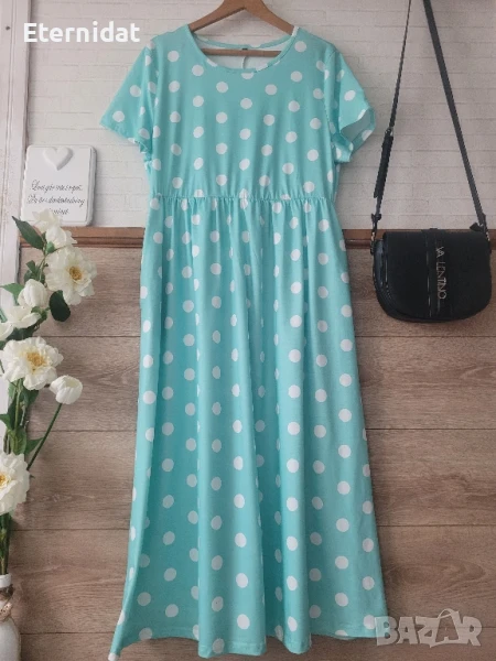 Лятна дълга рокля на точки , снимка 1