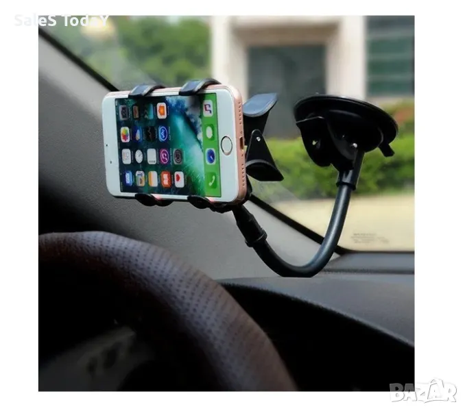 Стойка за телефон за кола, тип лапа, Поставка за телефон с гъвкаво рамо и вендуза, снимка 1