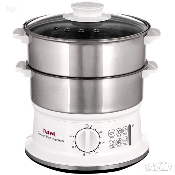 НОВ Уред за готвене на пара Tefal VC145130, 900W, 6 л, 60-минутен таймер с автоматично спиране, Съвм, снимка 1