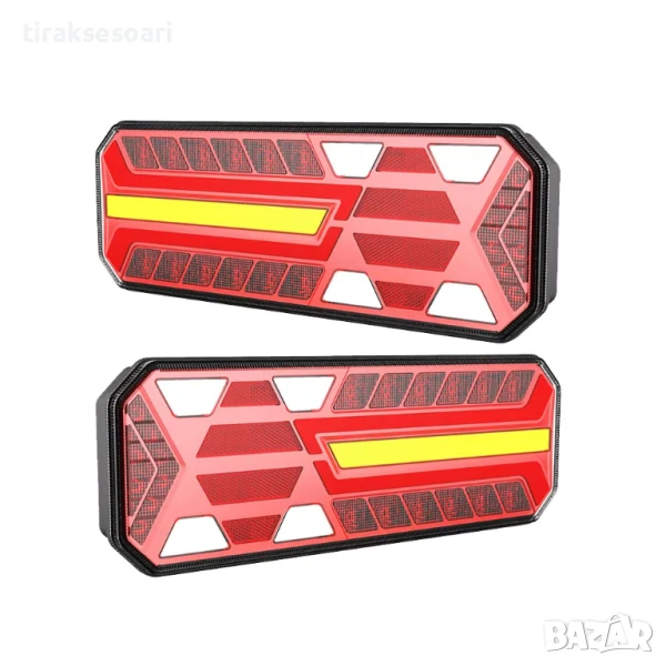 2 Броя LED Стопове T459 с Неонова Светлина и Динамичен Мигач, 5 Светлини, 12/24V, снимка 1