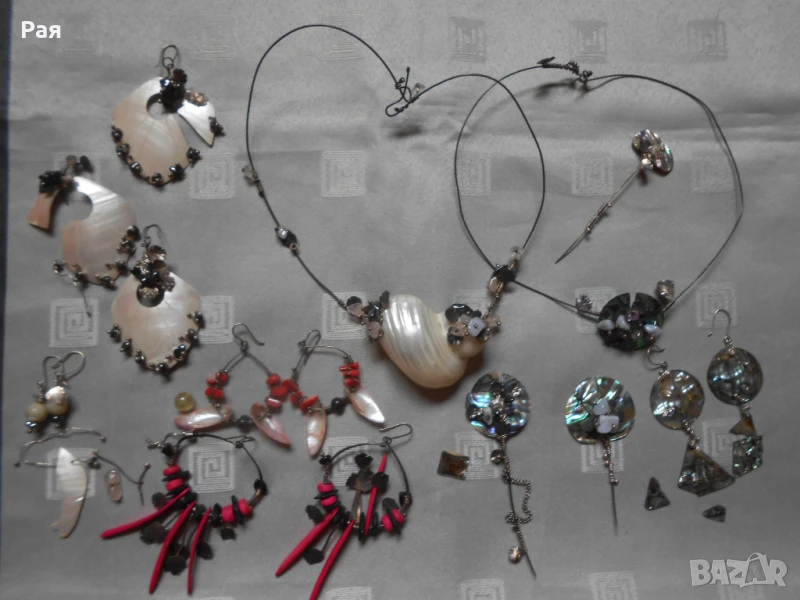 Бижута , сребро , кралски седеф и естествени камъни, снимка 1