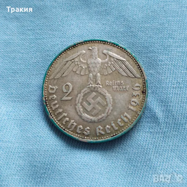 2 марки 1936 г. сребро Германия , снимка 1