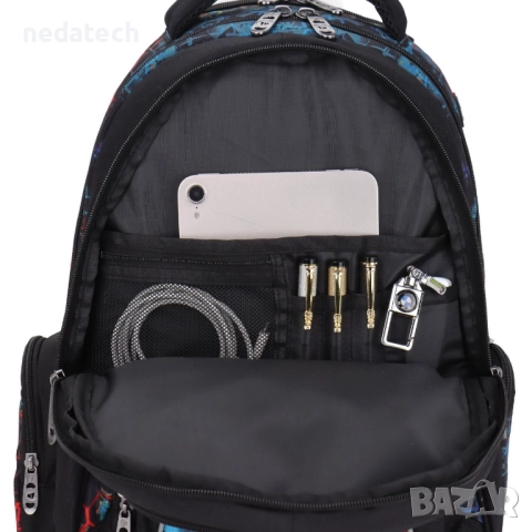 Ученическа раница Gamer 15NF36, Черен, 30x19x45см., снимка 3 - Раници - 51530103