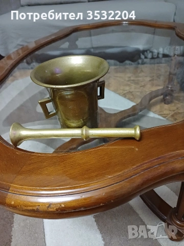 Хаванче и чукало от месинг, снимка 2 - Антикварни и старинни предмети - 53250403