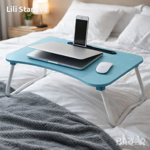 Мултифункционална сгъваема маса за лаптоп или хранене, с поставка за таблет и телефон. , снимка 10 - Други - 53918770