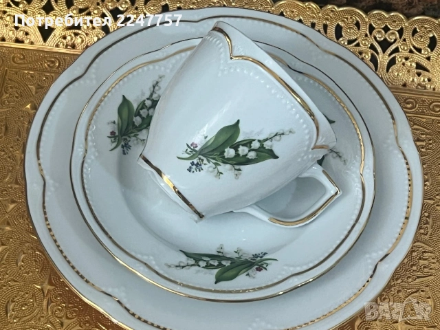 Троен сет порцелан Момина сълза, снимка 6 - Антикварни и старинни предмети - 54091750