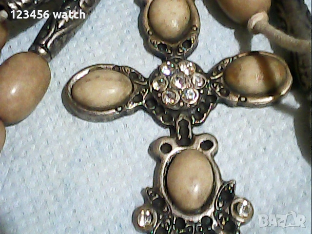 стар посребрен гердан сес голам кръст, снимка 6 - Антикварни и старинни предмети - 53652219