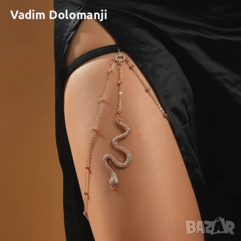 Елегантно дамско бижу за тяло - змия  , снимка 3 - Колиета, медальони, синджири - 52425534