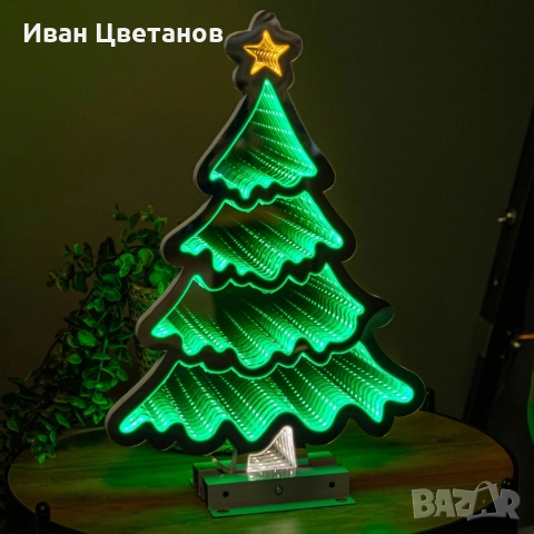 LED коледна елха с 3D светлинен ефект – модерна празнична декорация за дома