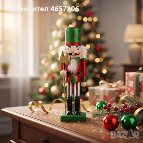 Коледна дървена фигурка Лешникотрошач – Перфектния вълшебен декор, снимка 3 - Статуетки - 52494440