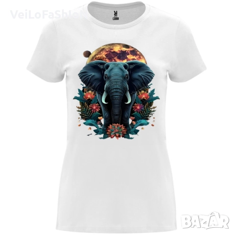 Нова дамска тениска със Слон - Пълнолуние, два цвята, снимка 2 - Тениски - 49285869