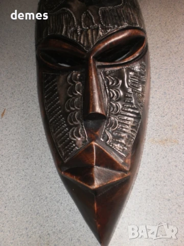 +Африканска маска от абанос и мед-7, голяма+, снимка 4 - Антикварни и старинни предмети - 50887730