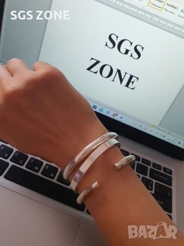 Сребърна стилна твърда гривна , снимка 5 - Гривни - 52954300