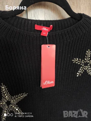 S. Oliver нов с етикет пуловер с апликации, снимка 3 - Блузи с дълъг ръкав и пуловери - 50018440