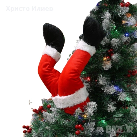 Декорация за коледна елха подвижни крака на дядо коледа или елф жена