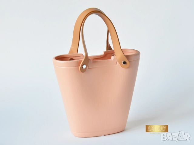 Керамична Декоративна Кашпа във Формата на Дамска Чанта / Саксия Цвят Праскова / Подарък за Нов Дом, снимка 2 - Вази - 52395340