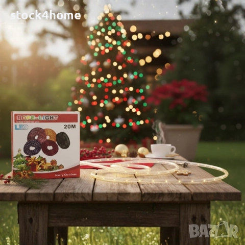 Водоустойчиви Коледни лампички за външна украса - LED маркуч, 10/20 метра, снимка 4 - Лед осветление - 52526085