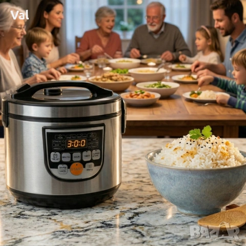 Оризоварка Cheffinger CF-RC5.0, 5L, 900W – XXL капацитет, таймер, инокс капак, снимка 4 - Други - 53973906