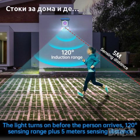 ✨ LED СОЛАРЕН ПРОЖЕКТОР С ЦВЕТНО ОСВЕТЛЕНИЕ, снимка 5 - Соларни лампи - 45375738