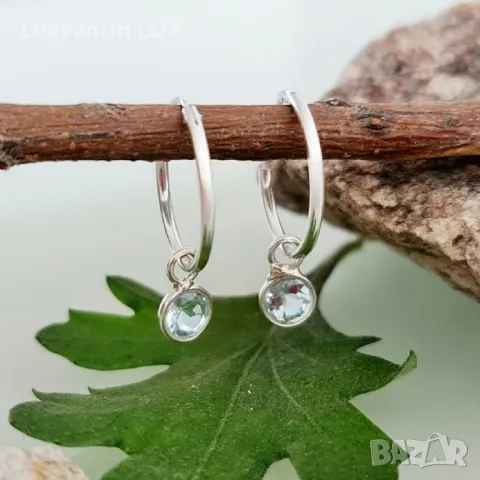 5234
Сребърни обеци халки със син Топаз , снимка 1