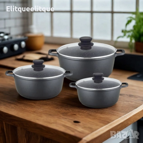 Гранитен комплект касероли Lexical ECO SMART SERIES – 6 части 24/26/30 см, снимка 5 - Съдове за готвене - 52185335