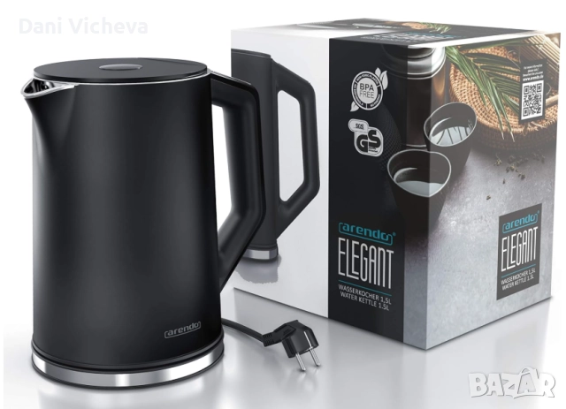 Кана за вода Arendo Elegant - Stainless steel kettle 1,5 литра, снимка 8 - Кани - 52738040