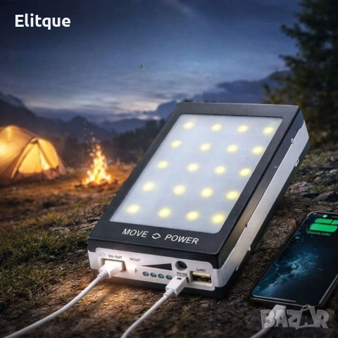 Соларна външна батерия, Power Bank 80000 mAch, външна батерия за GSM + 20 LED, снимка 3 - Други стоки за дома - 53371633