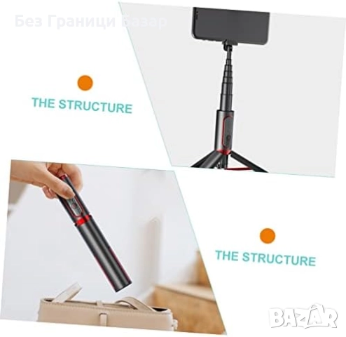 Нов Преносим трипод и селфи стик за снимки iPhone/Android с Bluetooth , снимка 3 - Чанти, стативи, аксесоари - 52307748