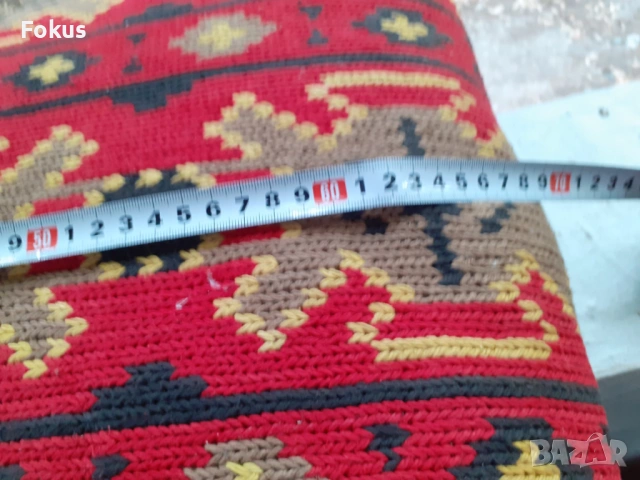 Голяма стара ръчно тъкана вълнена възглавница, снимка 5 - Антикварни и старинни предмети - 53464344