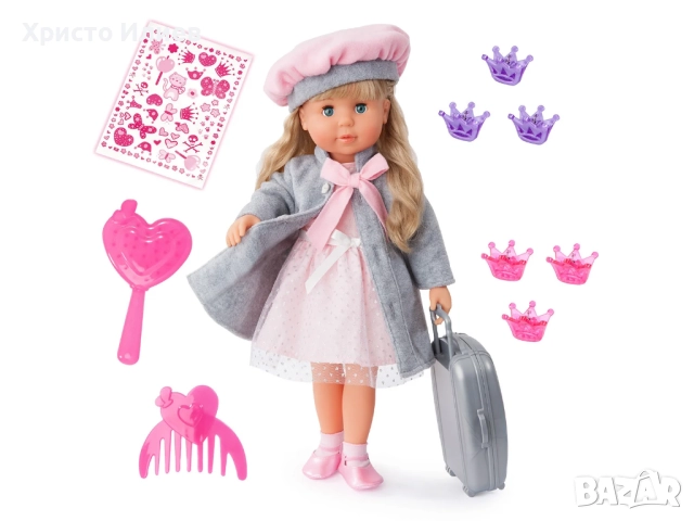 BAYER кукла Шарлийн със сиво / розово палто с функция за целуване, снимка 3 - Кукли - 52811684