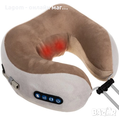 Масажна възглавница за пътуване Soulima с мемори пяна и функция за вибрация за опора на врата, снимка 11 - Масажори - 52561334