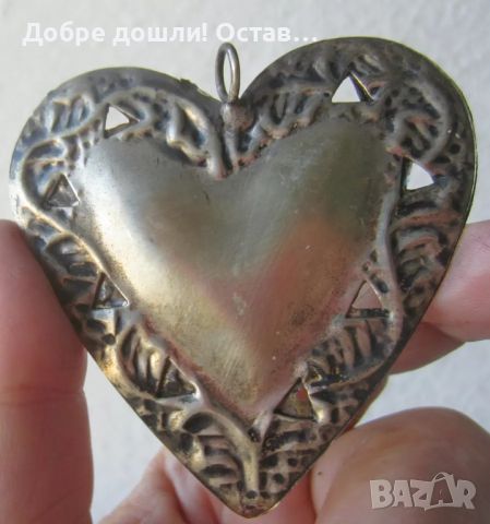 Сърце, стара посребрена висулка, снимка 3 - Колиета, медальони, синджири - 46019884