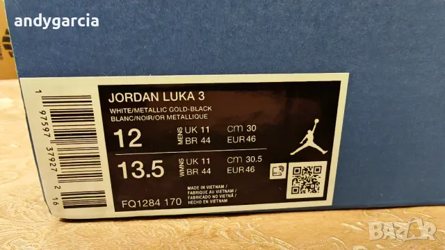  Nike AIR JORDAN LUKA 3 white ,  46 номер 30.0 см стелка ЧИСТО НОВИ маратонки 100% оригинални , снимка 3 - Маратонки - 50432835