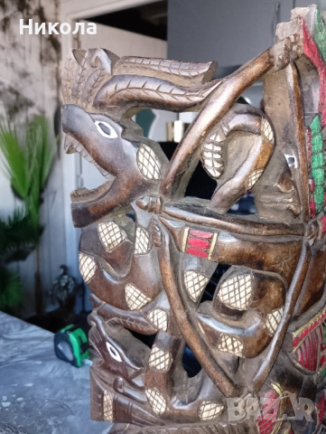 Дърворезбован хералдически двуглав орел 53/28см, снимка 13 - Пана - 42627976