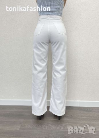 Бели дънки с широк крачол , снимка 2 - Дънки - 45695550