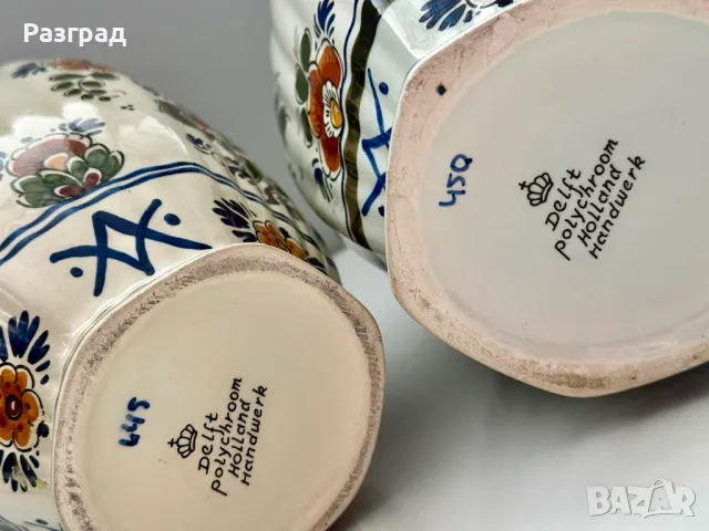 Две вази / урни Royal Delft Polychrome, снимка 11 - Вази - 49869738