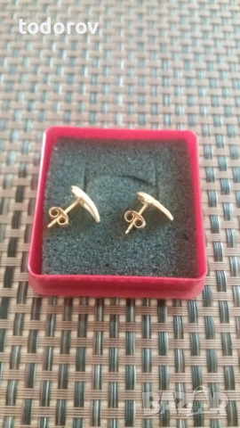 Златни обеци 20к.С диаманти, снимка 2 - Обеци - 52576474