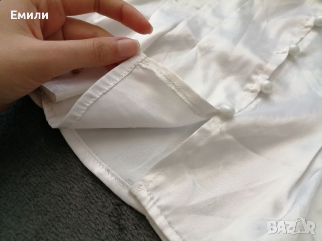 Дамска сатетена вталена риза с дълги буфан ръкави р-р S-M, снимка 9 - Ризи - 45478268