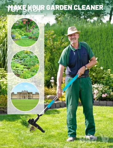 YISSVIC Инструмент за премахване на плевели Педал от неръждаема стомана с 4 нокти и крак, син, снимка 3 - Градински инструменти - 49627300