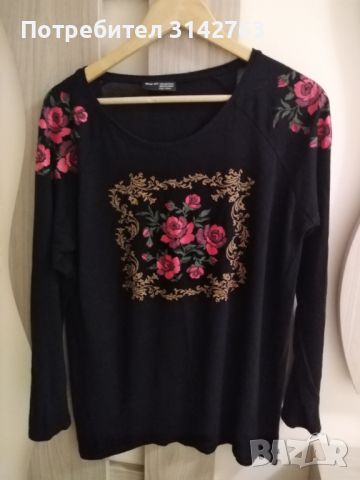 Свободна блуза с щампа. L/XL/XXL, снимка 1 - Блузи с дълъг ръкав и пуловери - 46065475