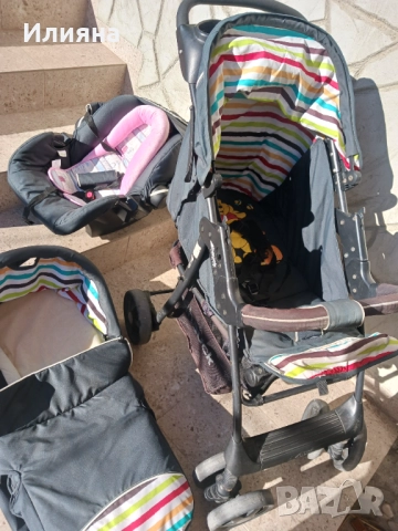 Детска количка 2 в 1 с летен и зимен кош, снимка 5 - Детски колички - 52814505