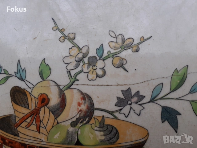 Невероятен стар поднос англ. порцелан на Minton от 1878 г., снимка 3 - Антикварни и старинни предмети - 53384730
