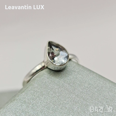 Сребърен пръстен с бял Топаз , снимка 4 - Пръстени - 54083697