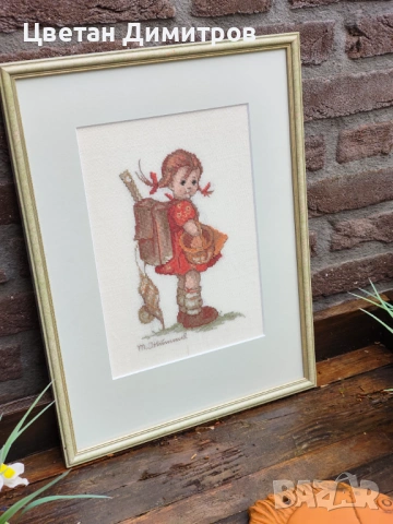 Винтидж гоблен / бродерия,M.J. Hummel , ръчна скоростна , снимка 3 - Гоблени - 54084092